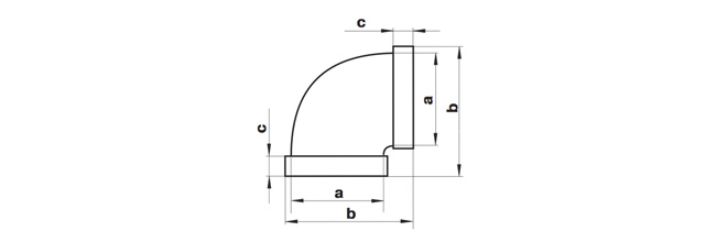PVC Flachkanal Bogen 90° Horizontal Abmessungen